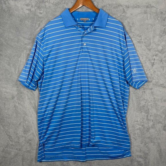 Peter Millar XL Summer Comfort Blue Striped Polo shirt Lightweight Mens Golf - Picture 1 of 7